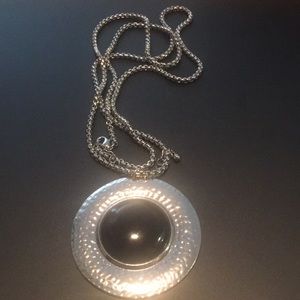 Silver and black necklace